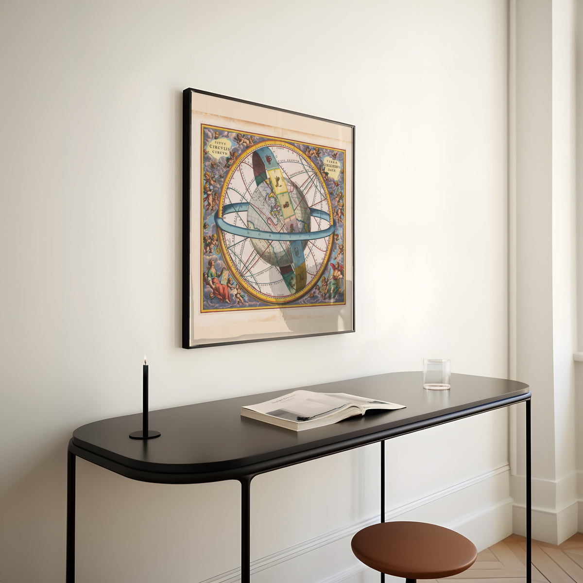 Andreas Cellarius — The Earth Encircled by the Celestial Circles (Plate 7) | Celestial Map Print - 9ArtPrints