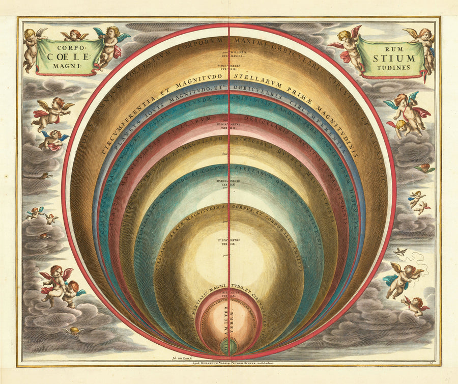 Andreas Cellarius — The Magnitudes of the Celestial Bodies (Plate 10, Gold Colouring) | Celestial Map Print shown to scale on a wall above a sofa
