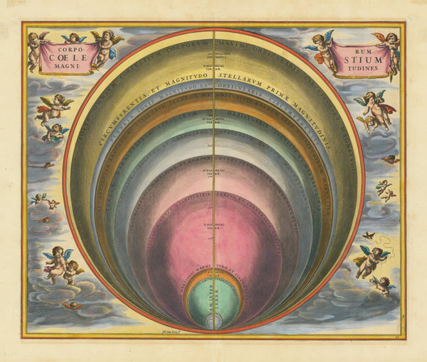 Andreas Cellarius — The Magnitudes of the Celestial Bodies (Plate 10, Rose Colouring) | Celestial Map Print