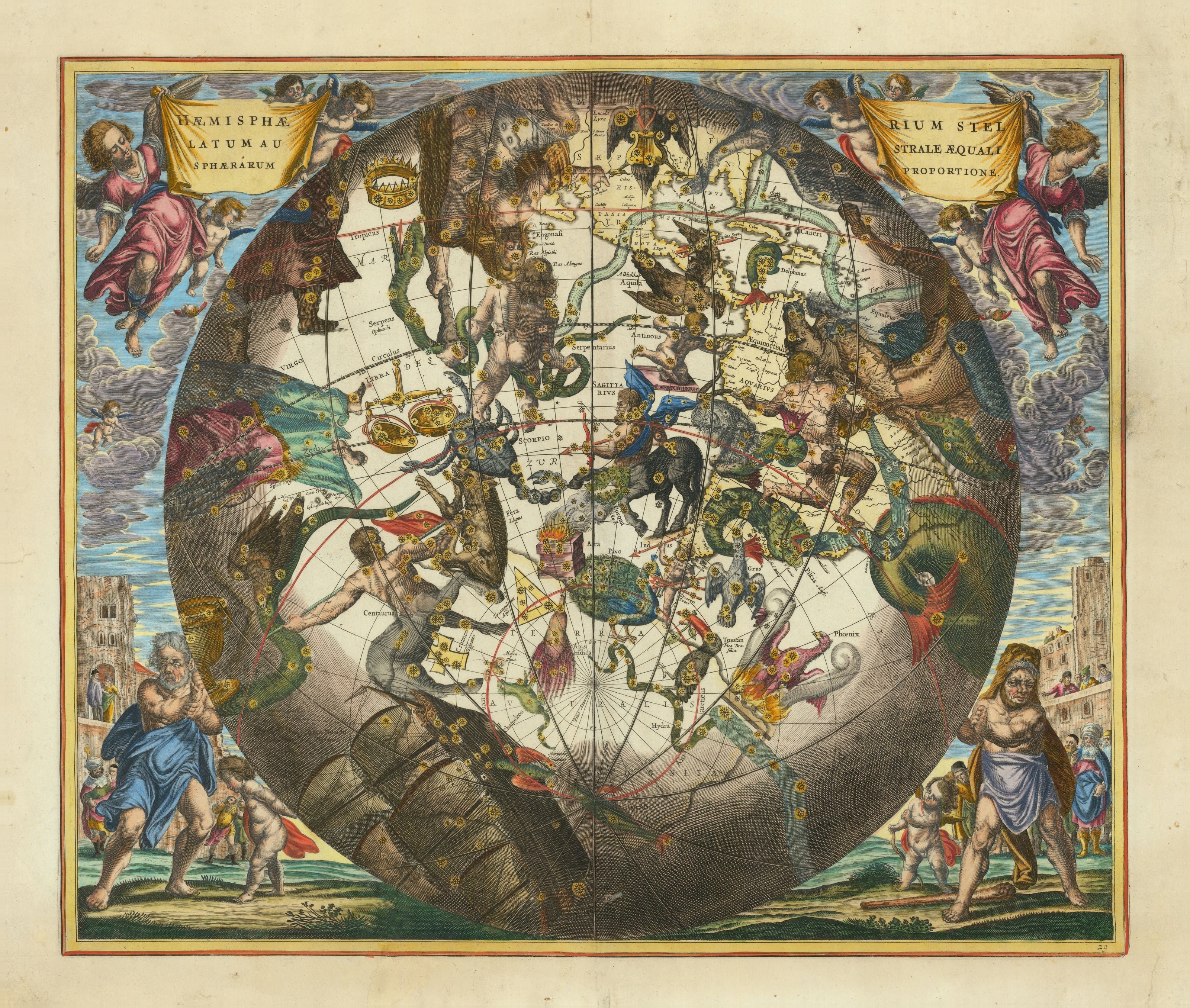 Andreas Cellarius — The Southern Starry Hemisphere in Equal Proportion (Plate 29) | Celestial Map Print - 9ArtPrints