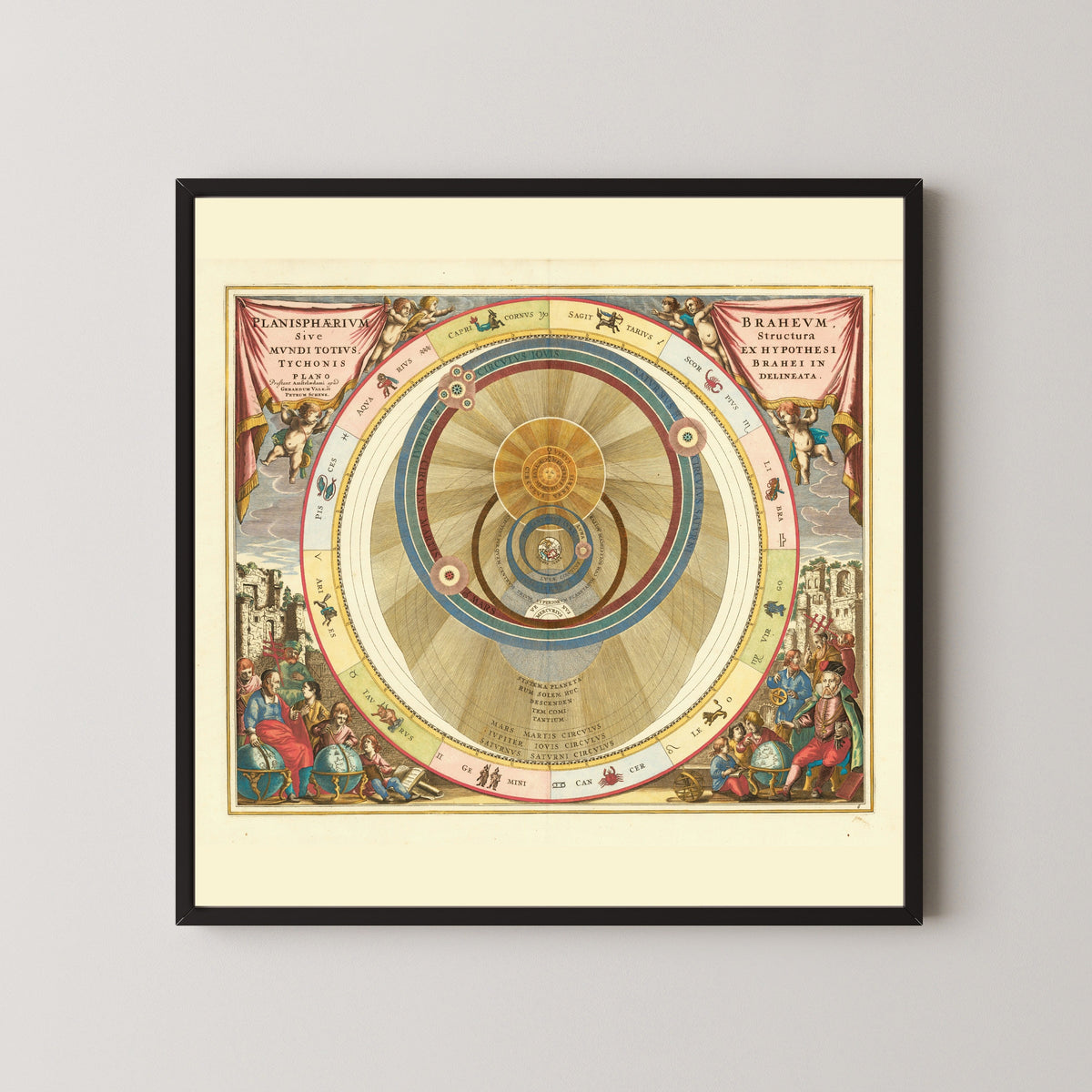 Andreas Cellarius — The Tychonic Planisphere (Plate 6, Rose Colouring) | Celestial Map Print - 9ArtPrints