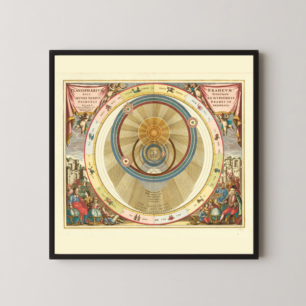 Andreas Cellarius — The Tychonic Planisphere (Plate 6, Rose Colouring) | Celestial Map Print