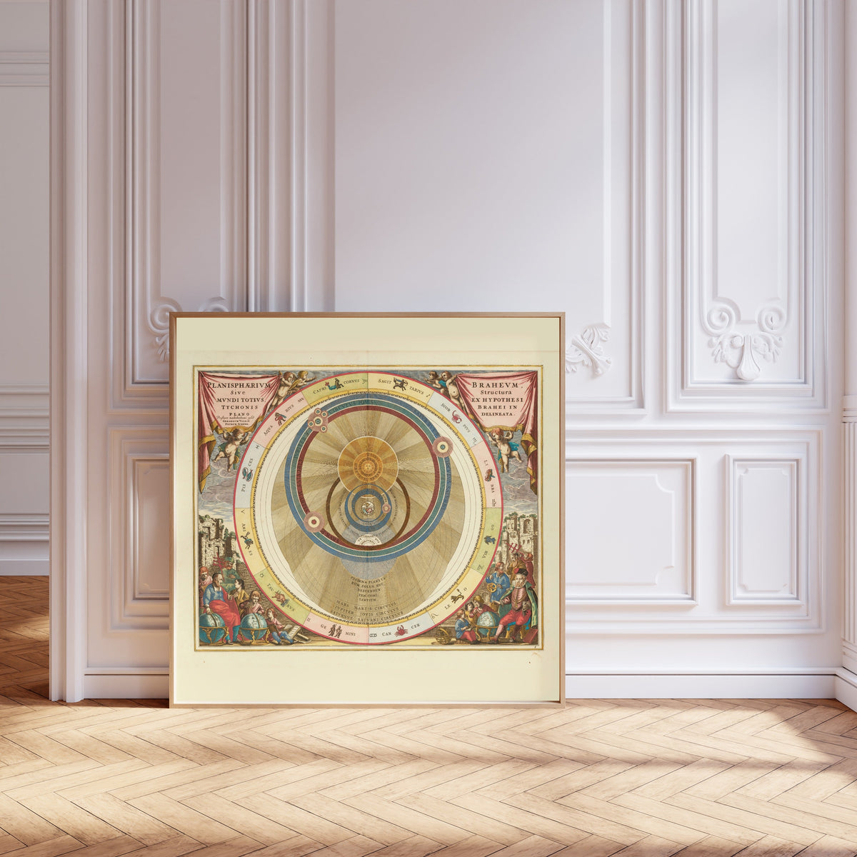 Andreas Cellarius — The Tychonic Planisphere (Plate 6, Rose Colouring) | Celestial Map Print - 9ArtPrints