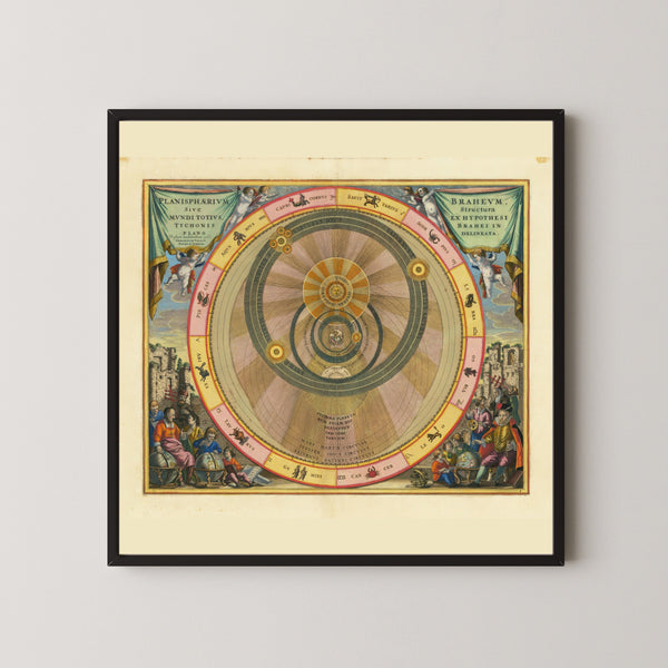 Andreas Cellarius — The Tychonic Planisphere (Plate 6, Teal Colouring) | Celestial Map Print