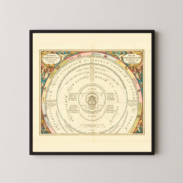 Andreas Cellarius — Tycho Brahe's Calculation of the Planetary Courses (Plate 9) | Celestial Map Print