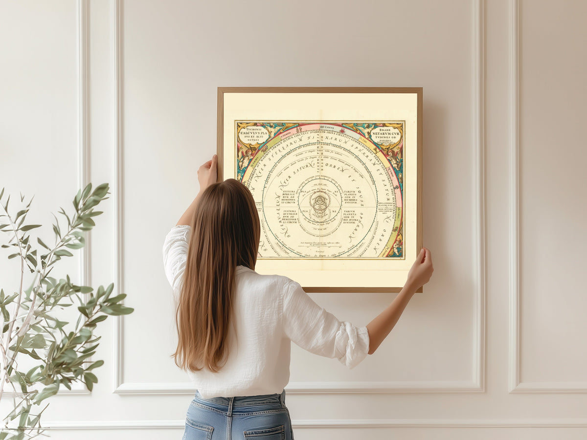 Andreas Cellarius — Tycho Brahe's Calculation of the Planetary Courses (Plate 9) | Celestial Map Print - 9ArtPrints