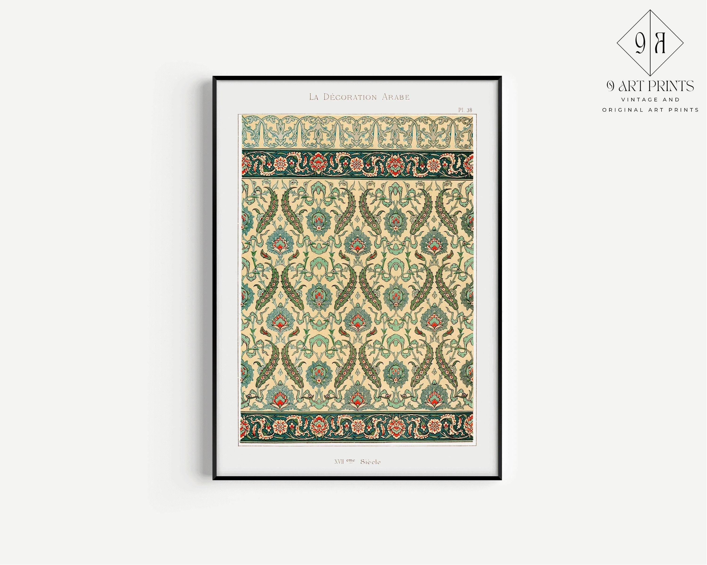 Arabian Pattern 38 - Emille Prisses D'Avennes | Vintage Middle - Eastern Islamic Persian Pattern Art (available framed or unframed) - 9ArtPrints