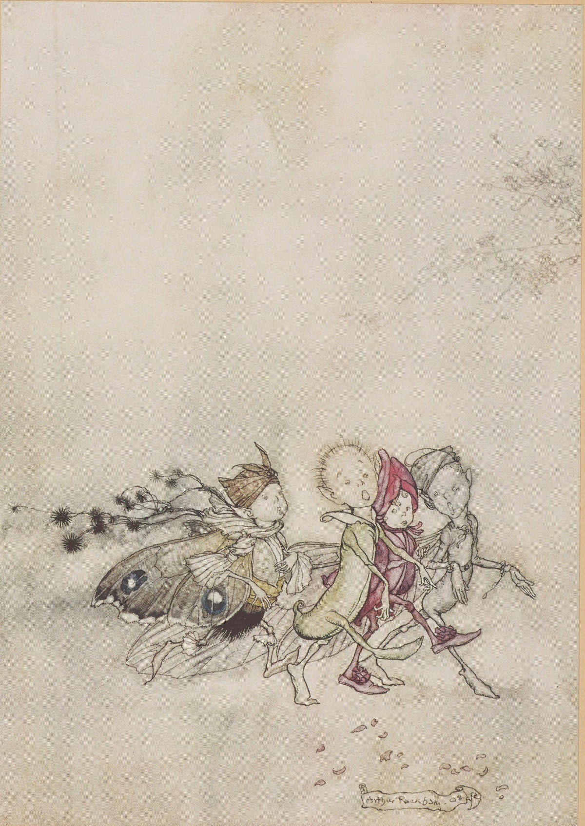 Arthur Rackham — Enter Peaseblossom, Cobweb, Moth, and Mustardseed | Shakespeare Illustration Print