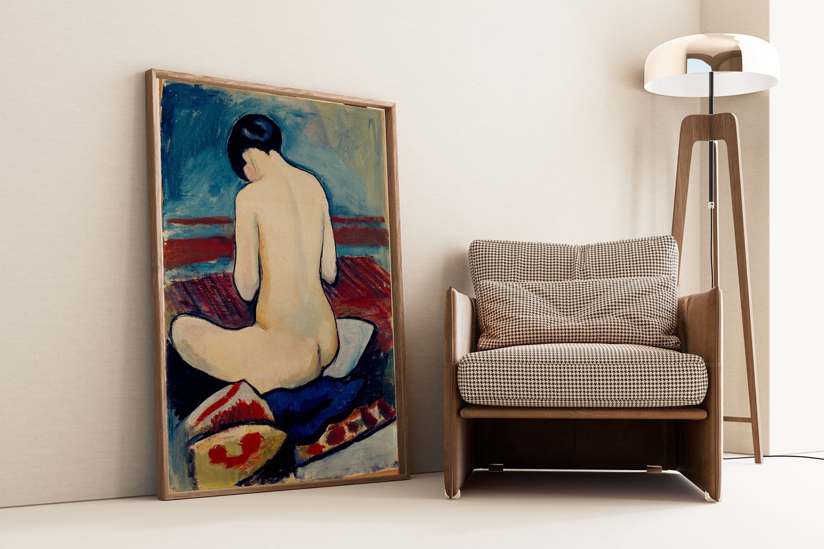 August Macke — Sitting Nude with Pillow | Expressionist Fine Art Print