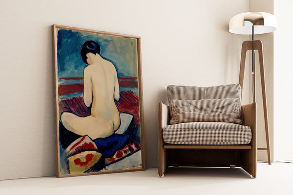 August Macke — Sitting Nude with Pillow | Expressionist Fine Art Print