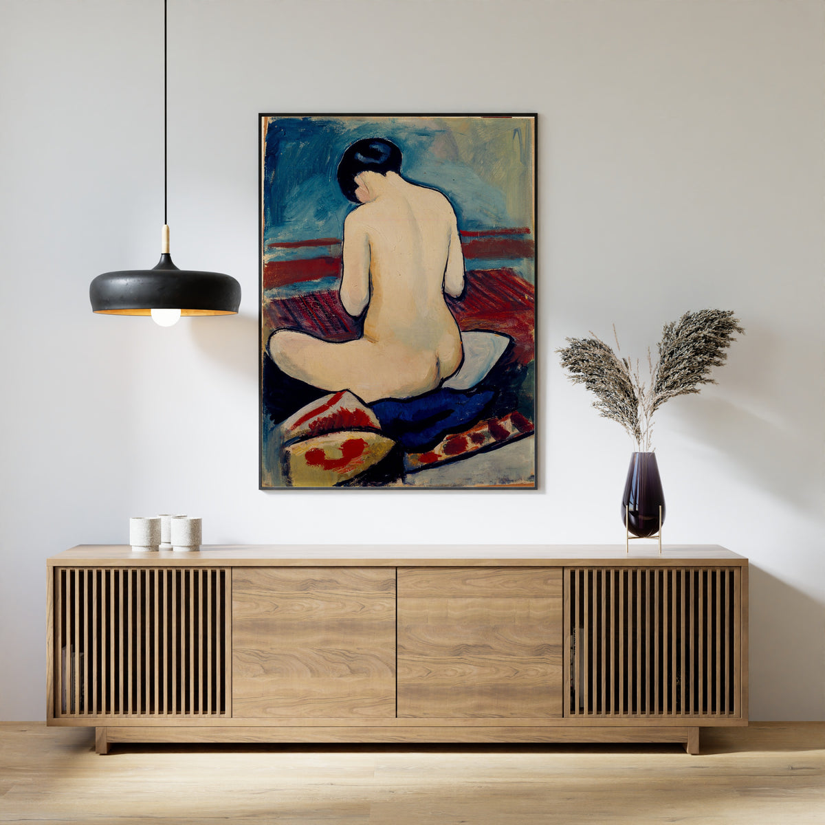 August Macke — Sitting Nude with Pillow | Expressionist Fine Art Print