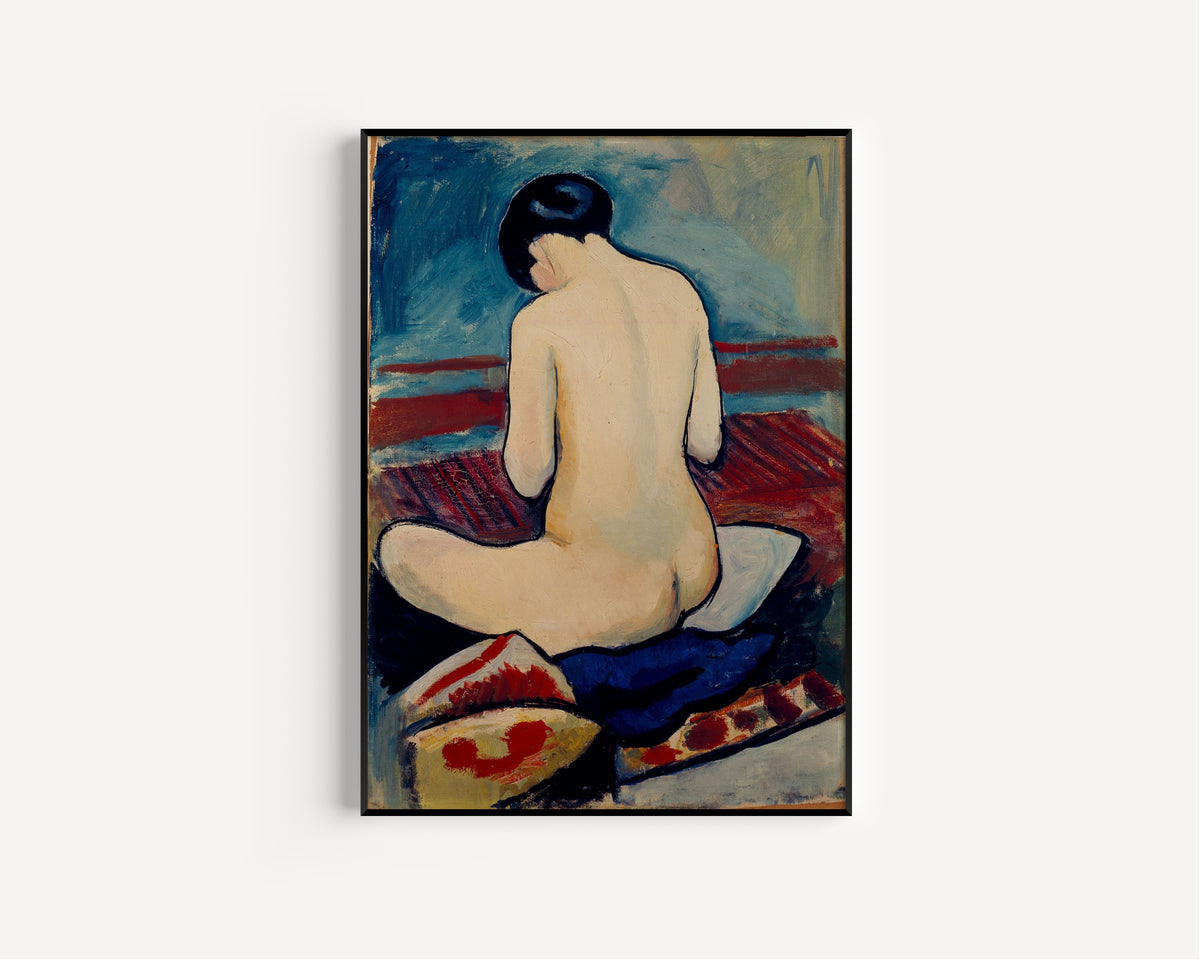 August Macke — Sitting Nude with Pillow | Expressionist Fine Art Print
