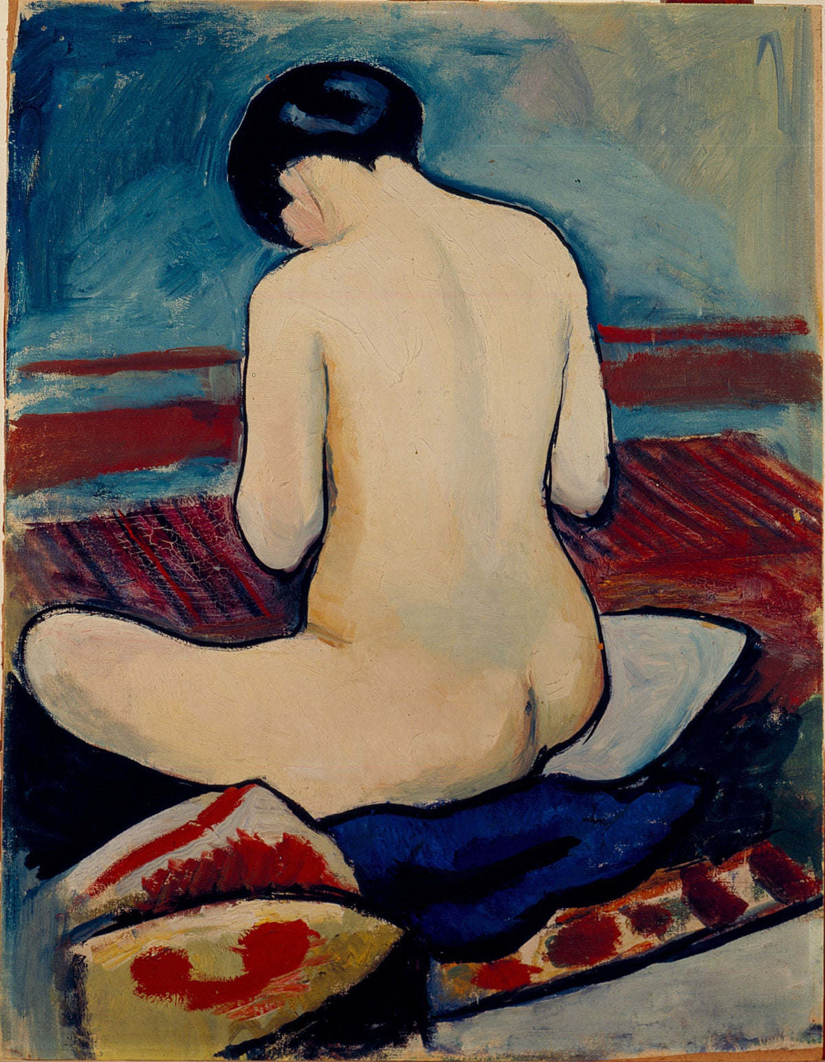 August Macke — Sitting Nude with Pillow | Expressionist Fine Art Print