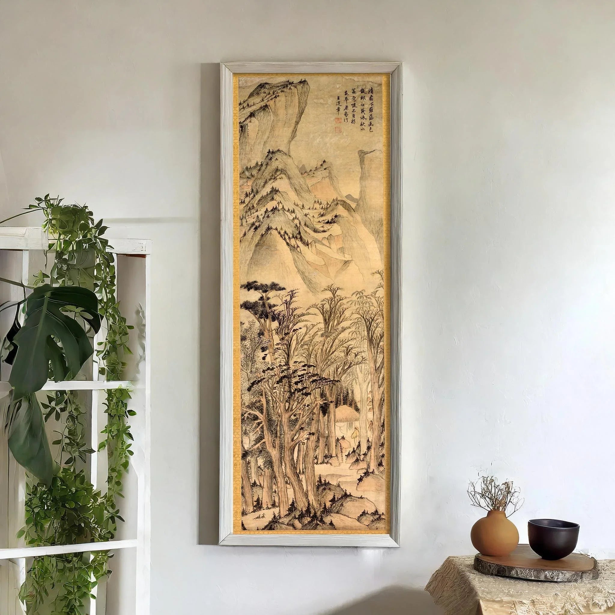 Autumn Woods Giclee Print: Wang Jianzhang Chinese Sepia Artwork - 9ArtPrints