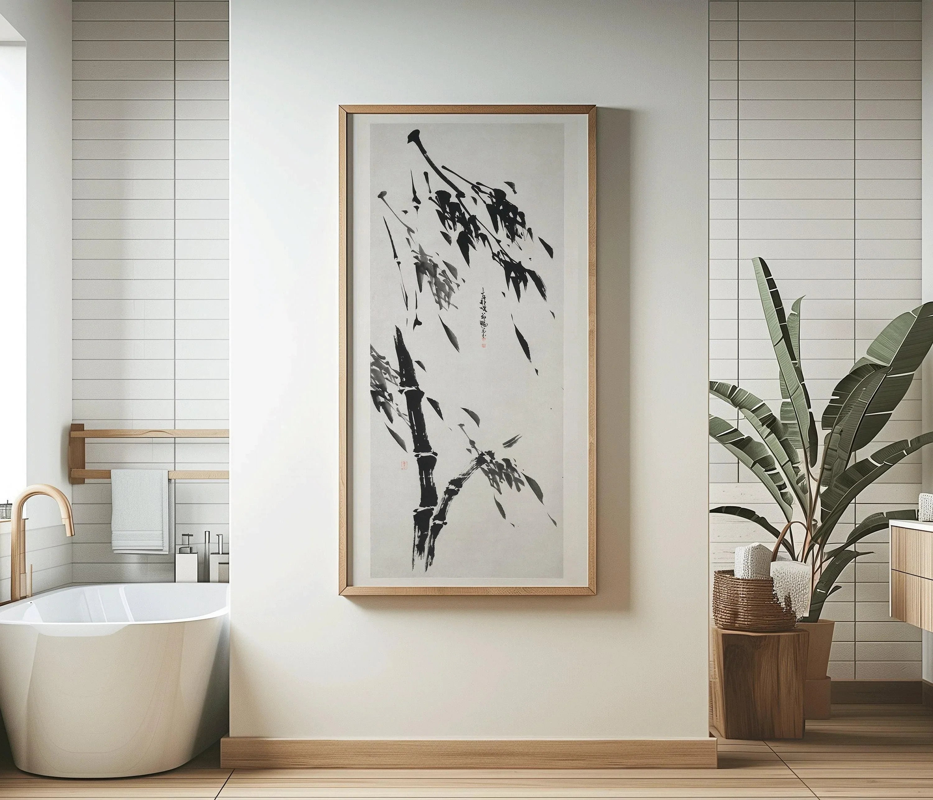 Bamboo in the Wind Giclee Print: Vintage Japanese Asian Art (Framed or Unframed) - 9ArtPrints