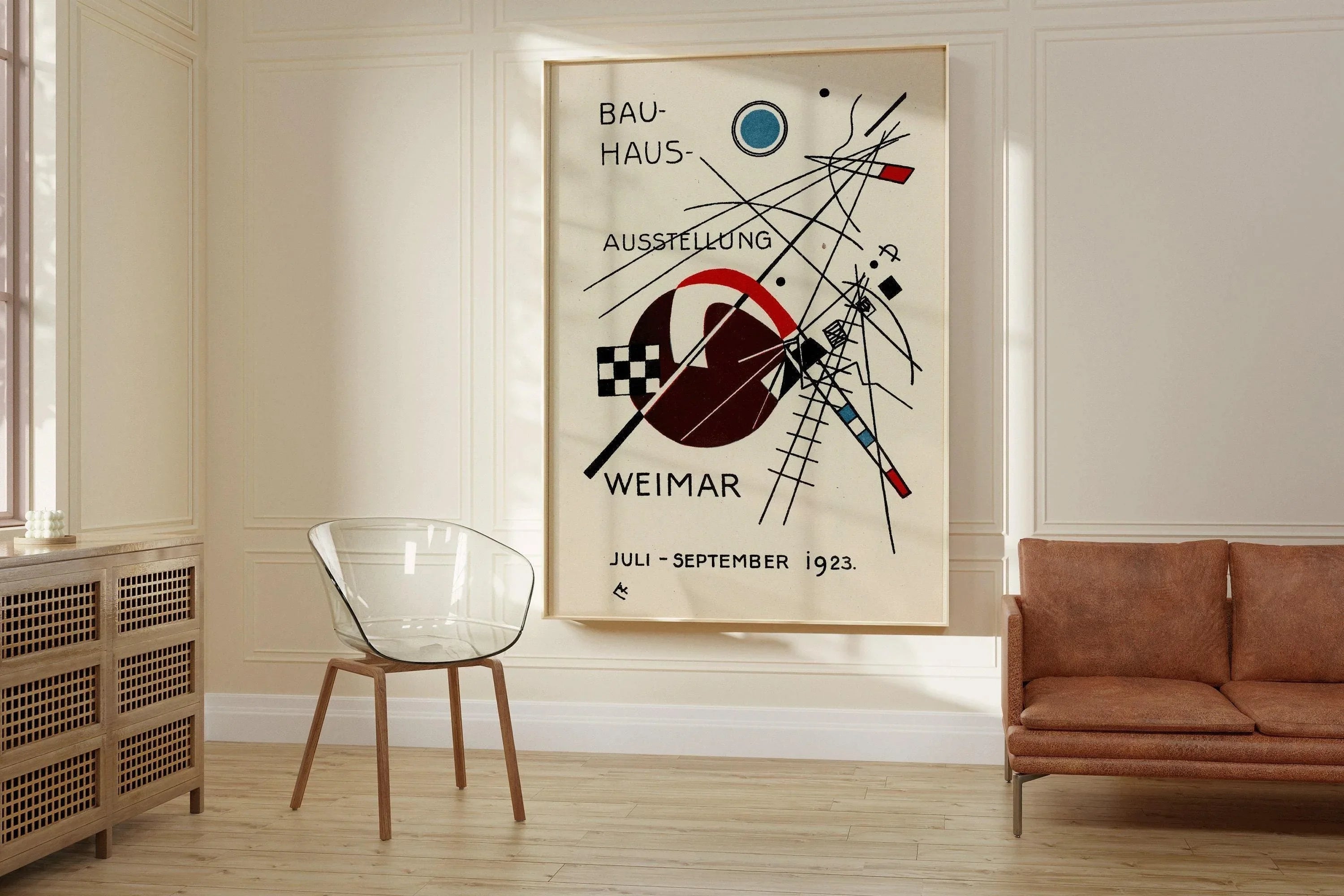 Bauhaus Art Print: Beige & Black Mid - Century Modern Giclee - 9ArtPrints