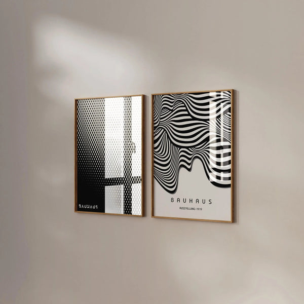 Bauhaus — Statement Duo | Neutral Black & White Mid-Century Modern Art Print