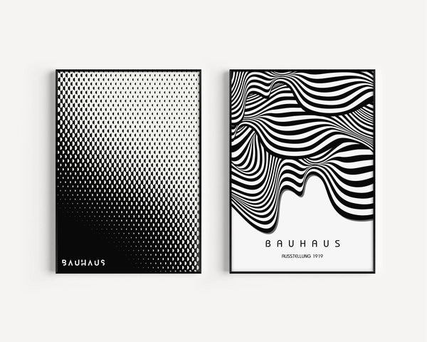 Bauhaus — Statement Duo | Neutral Black & White Mid-Century Modern Art Print