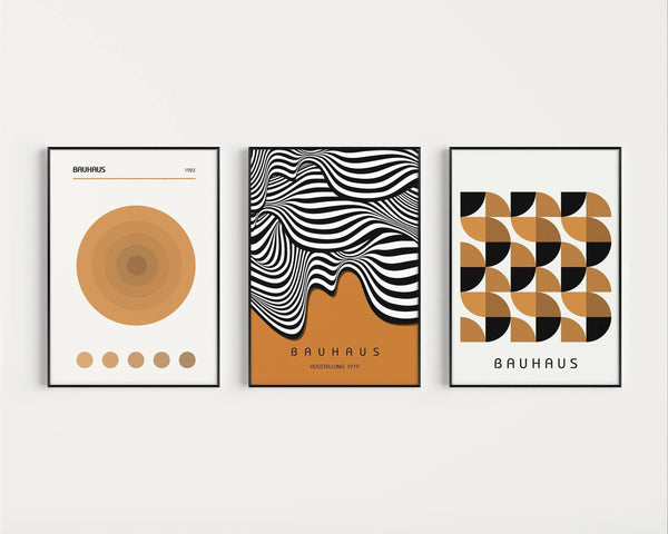 Bauhaus — Statement Trio | Brown Mid-Century Modern Art Print