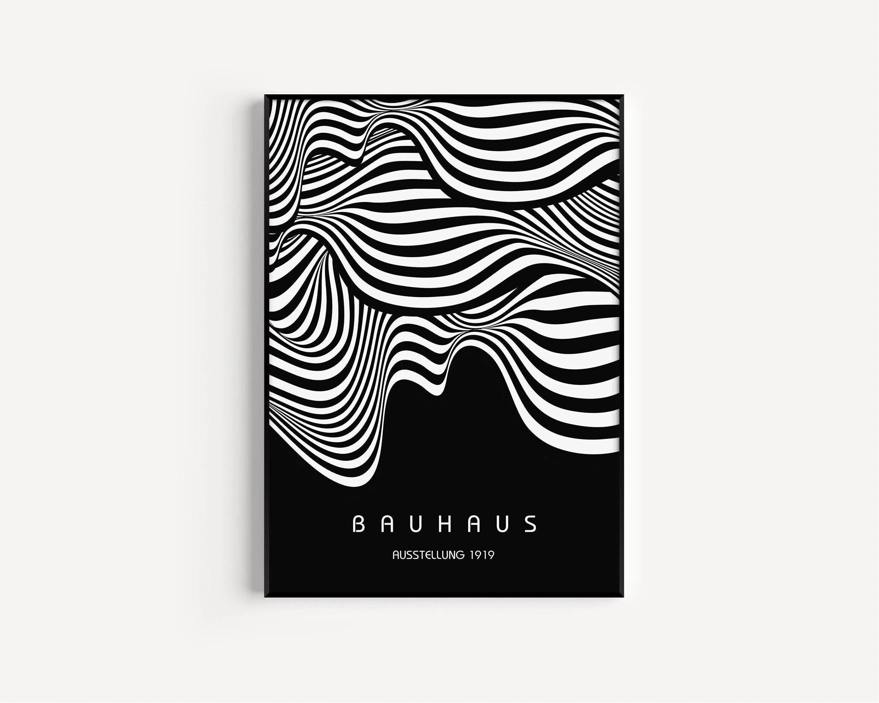Bauhaus Ausstellung Black (Waves) PRINT | Vintage Mid - century Modern Poster (Available handframed or unframed) - 9ArtPrints
