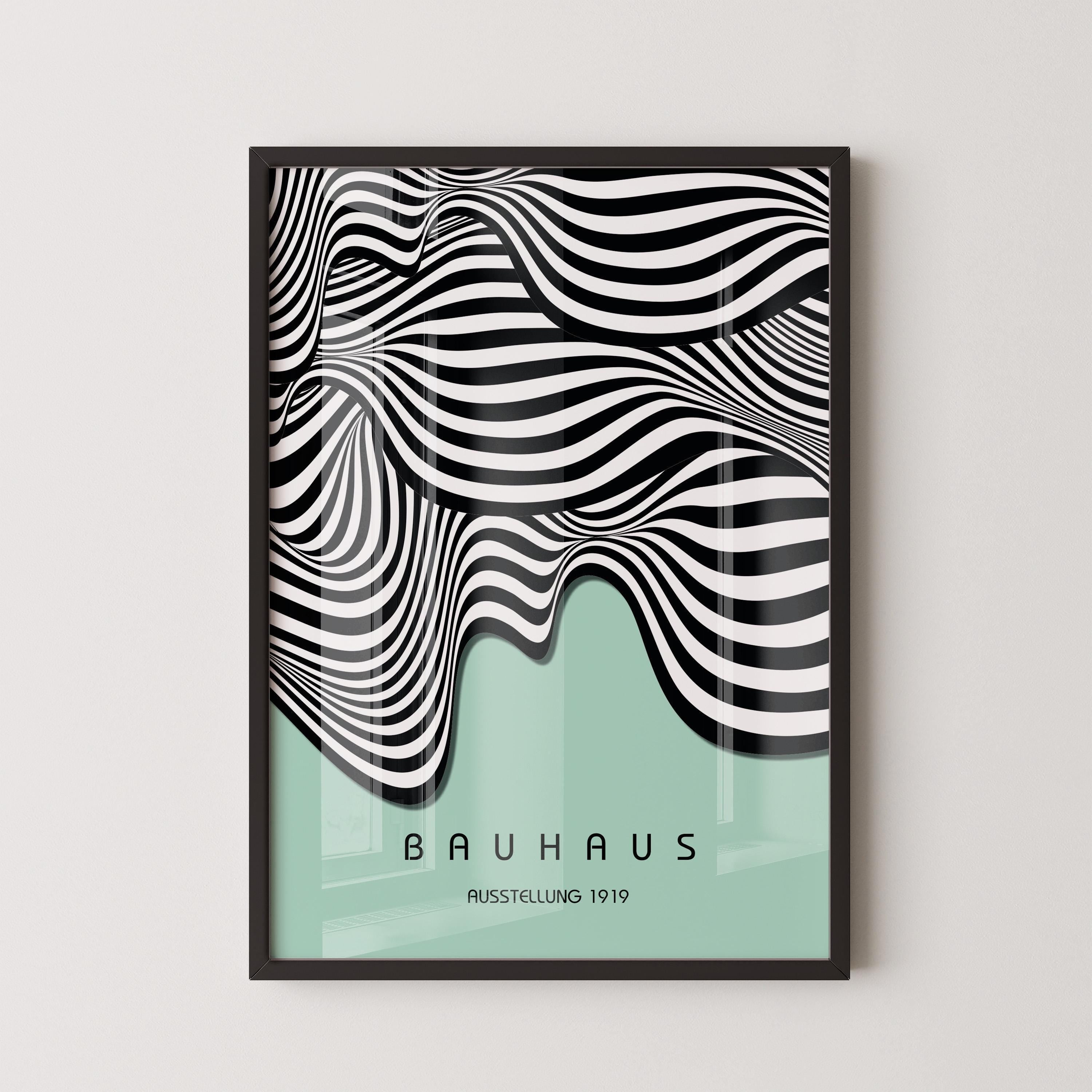 Bauhaus Ausstellung Mint Green (Waves) PREMIUM GICLÉE PRINT | Vintage Mid - century Modern Poster (Available handframed or unframed) - 9ArtPrints