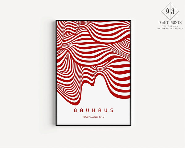 Bauhaus — Ausstellung Waves | Mid-Century Modern Print in Red & White
