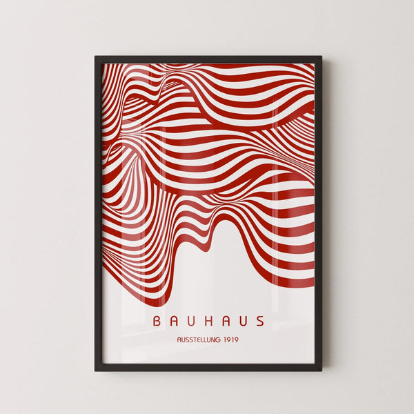 Bauhaus — Ausstellung Waves | Mid-Century Modern Print in Red & White