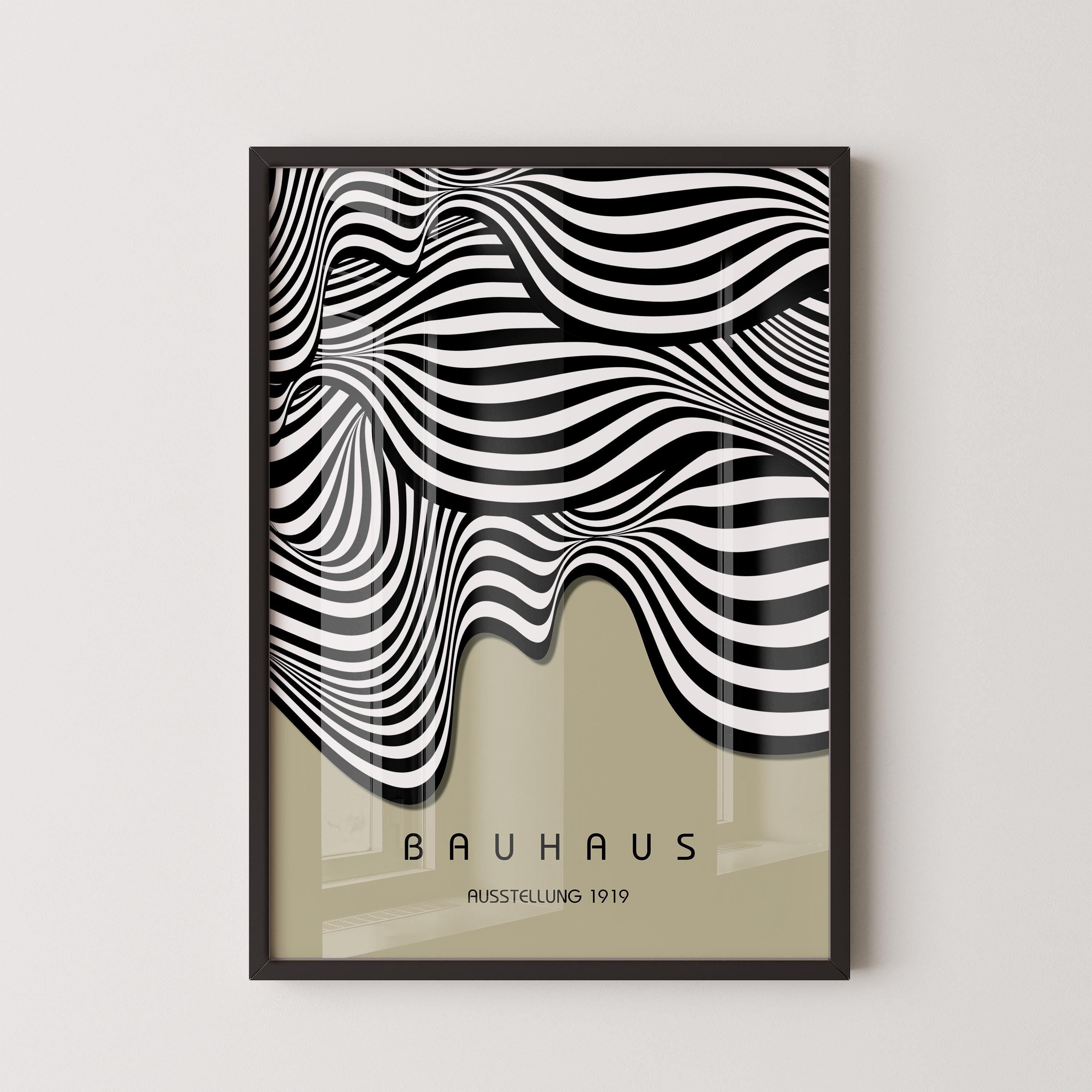 Bauhaus Ausstellung Sage Green (Waves) PREMIUM GICLÉE PRINT | Vintage Mid - century Modern Poster (Available handframed or unframed) - 9ArtPrints