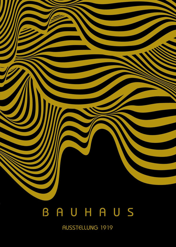 Bauhaus — Ausstellung Waves | Mid-Century Modern Print in Black & Gold