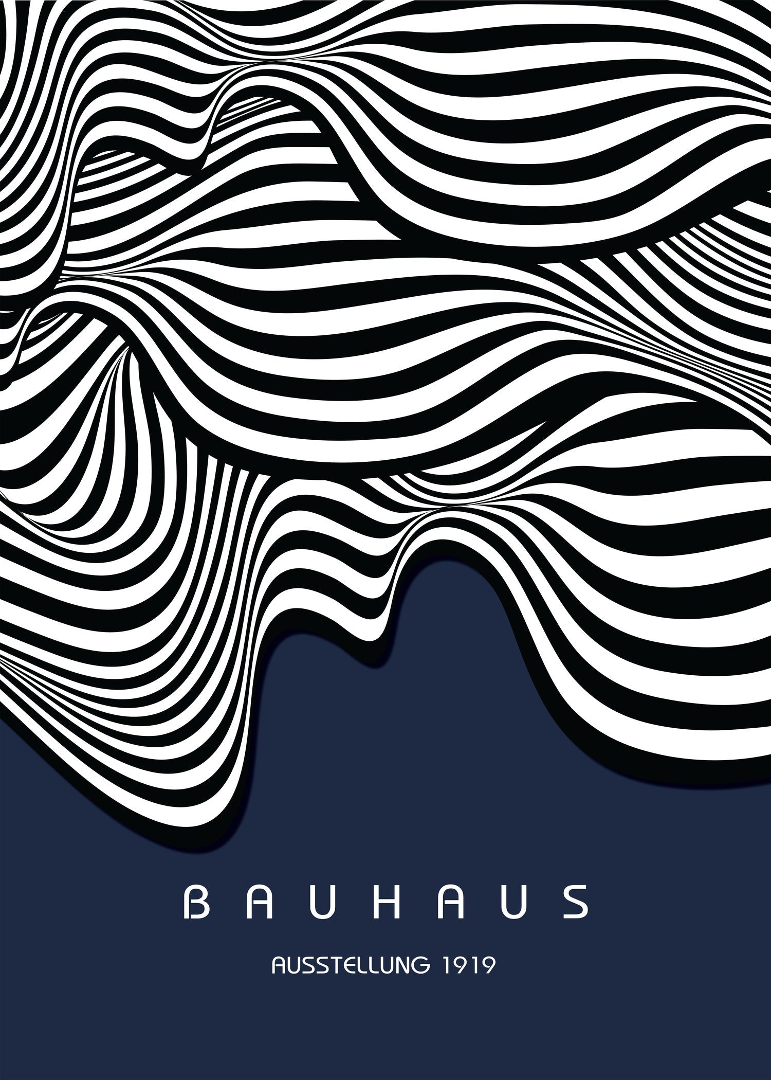 Bauhaus — Ausstellung Waves | Mid-Century Modern Print in Navy Blue - 9ArtPrints