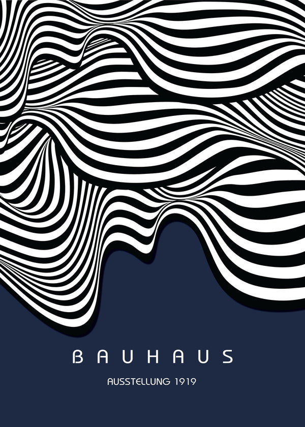 Bauhaus — Ausstellung Waves | Mid-Century Modern Print in Navy Blue