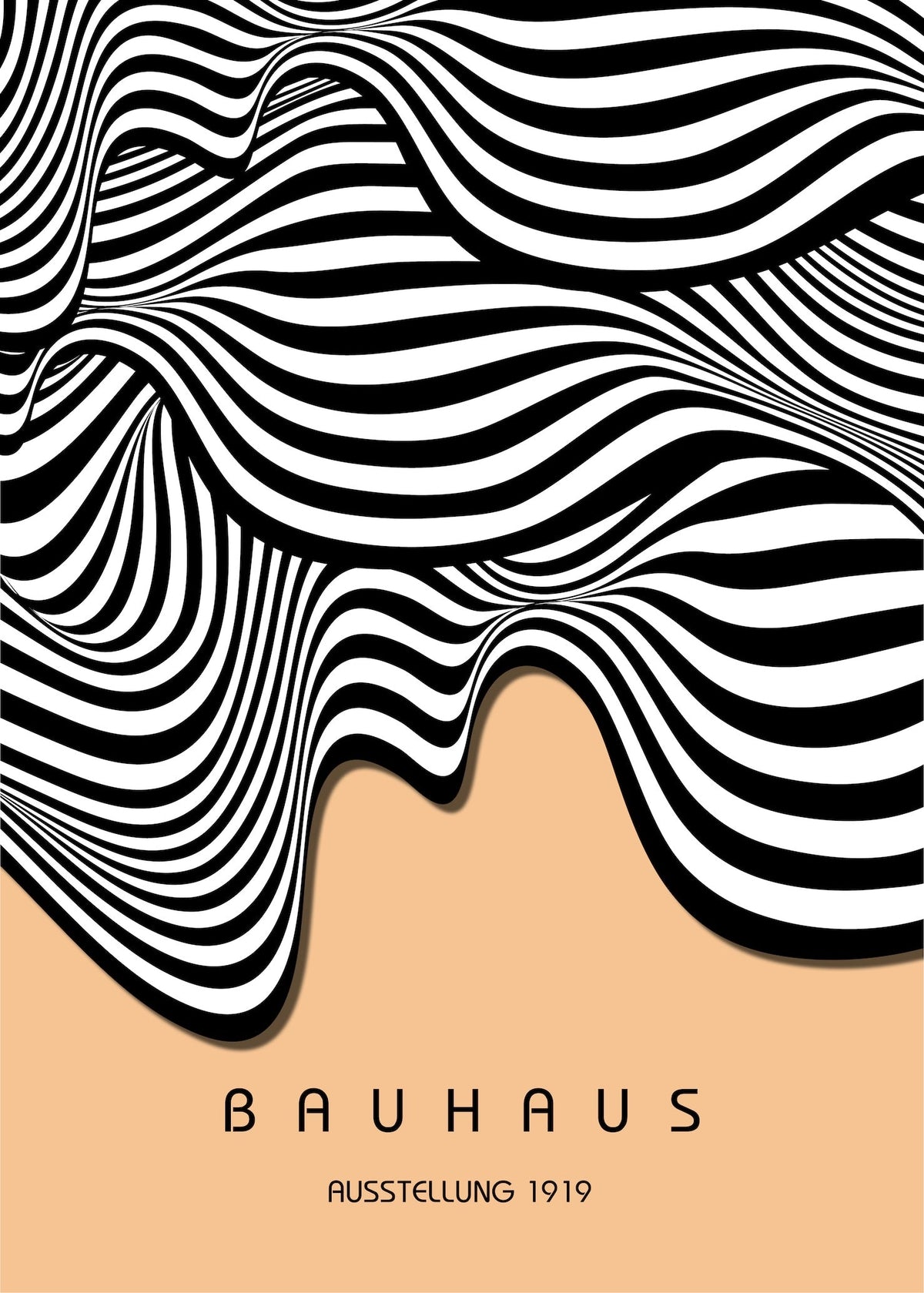 Bauhaus — Ausstellung Waves | Mid-Century Modern Print in Peach - 9ArtPrints