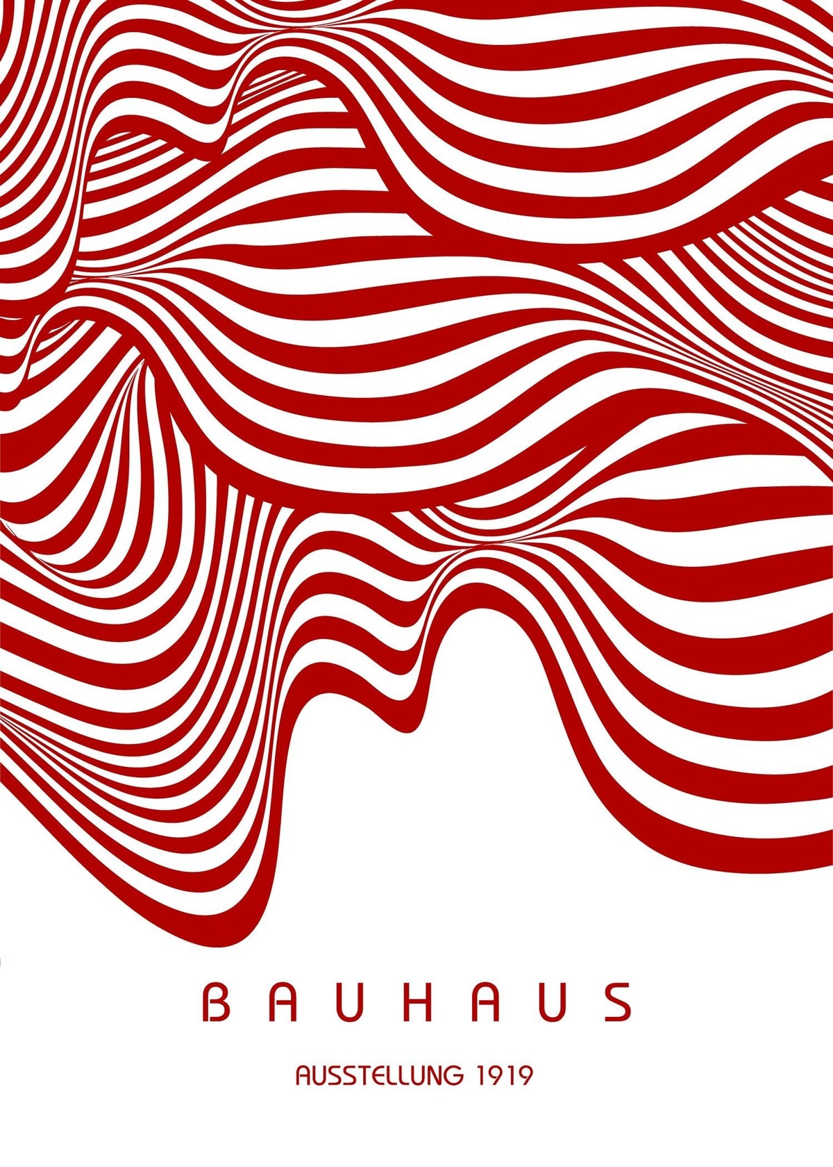 Bauhaus — Ausstellung Waves | Mid-Century Modern Print in Red & White - 9ArtPrints