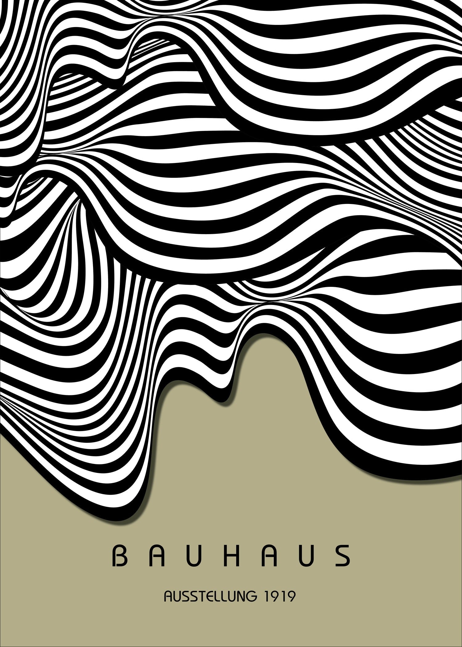 Bauhaus — Ausstellung Waves | Mid-Century Modern Print in Sage Green - 9ArtPrints