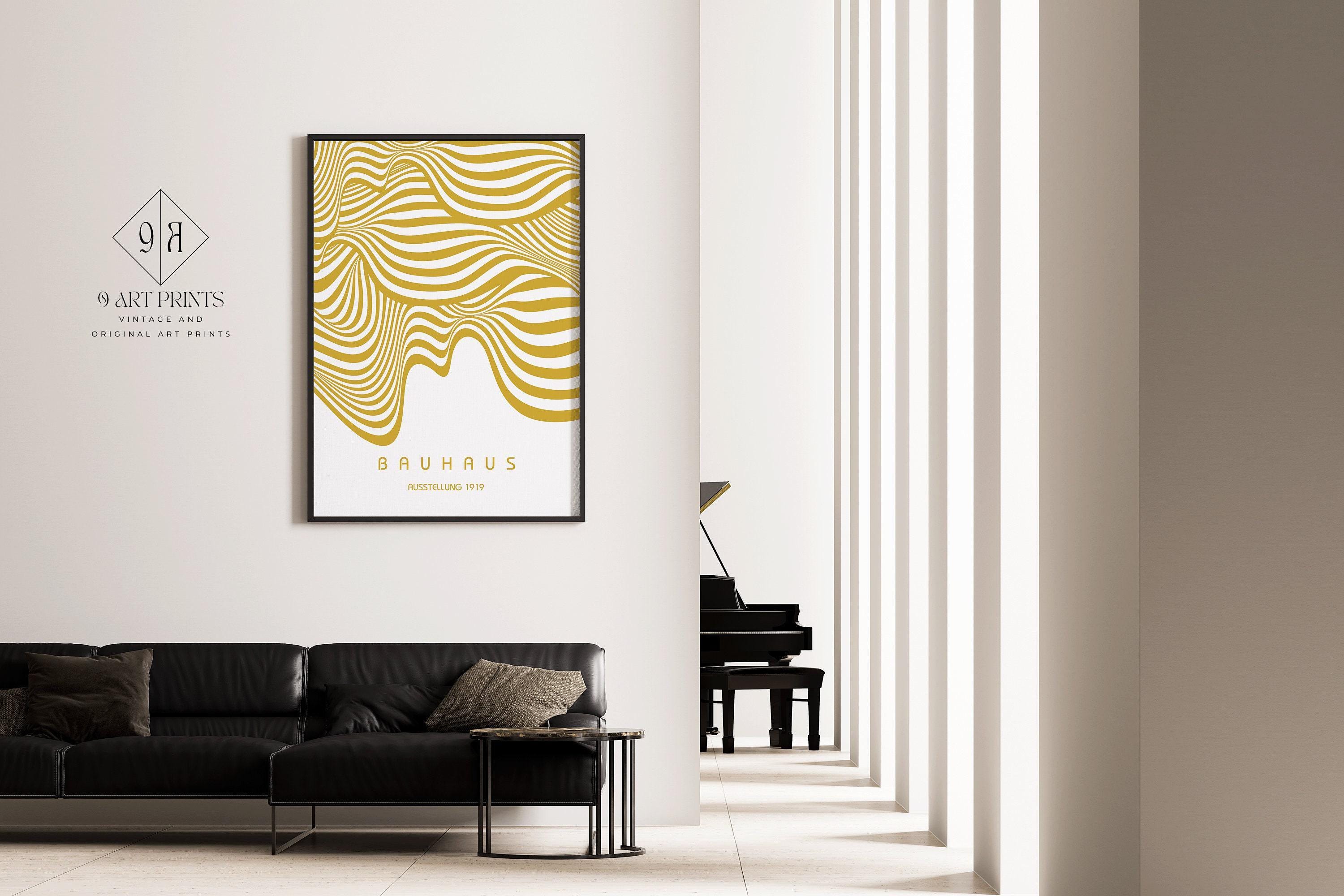 Bauhaus Ausstellung White and Gold (Waves) PREMIUM GICLÉE PRINT | Vintage Mid - century Modern Poster (Available handframed or unframed) - 9ArtPrints
