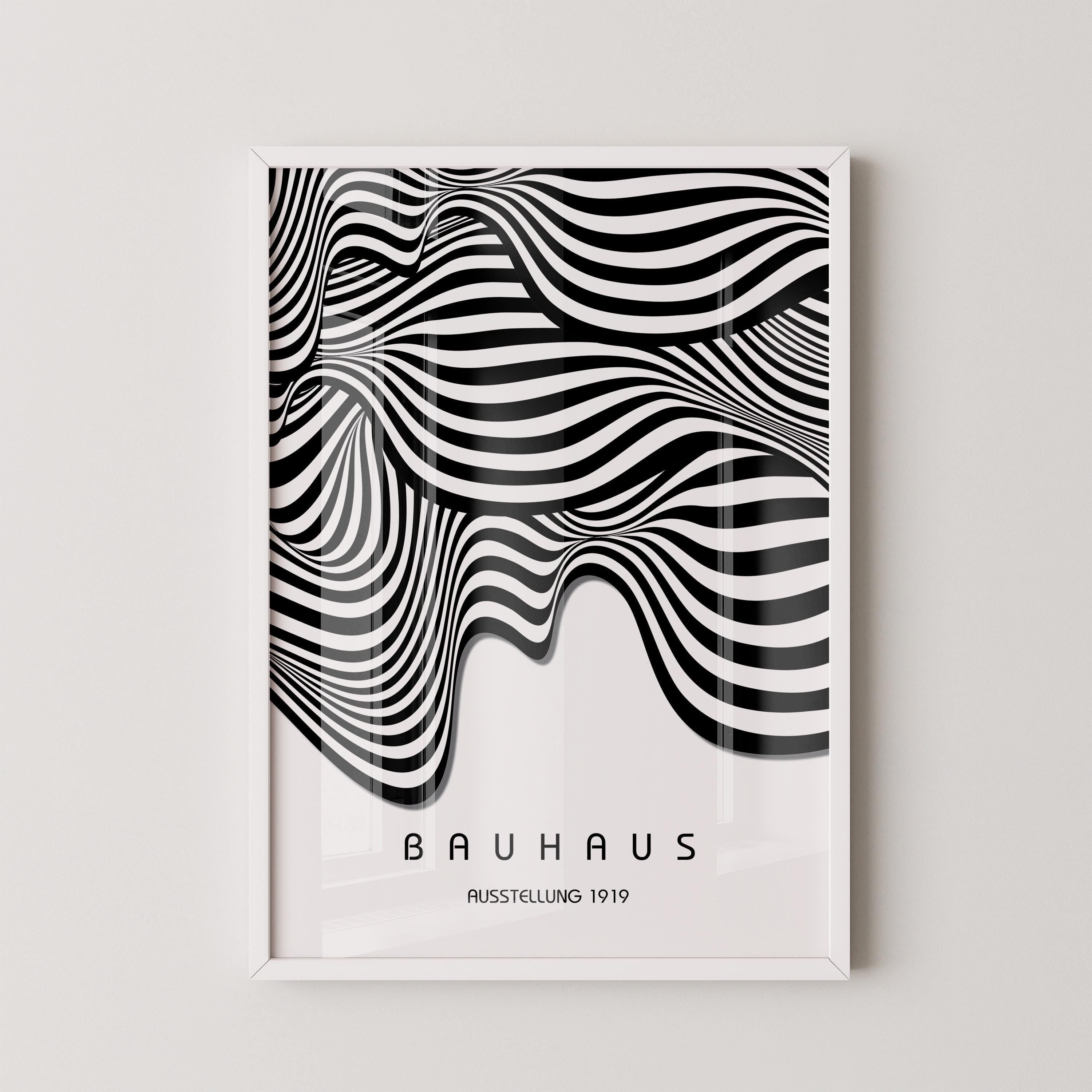 Bauhaus Ausstellung White (Waves) PREMIUM GICLÉE PRINT | Vintage Mid - century Modern Poster (Available handframed or unframed) - 9ArtPrints
