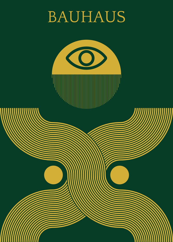 Bauhaus — Deus Ex | Mid-Century Modern Print in Forest Green & Gold