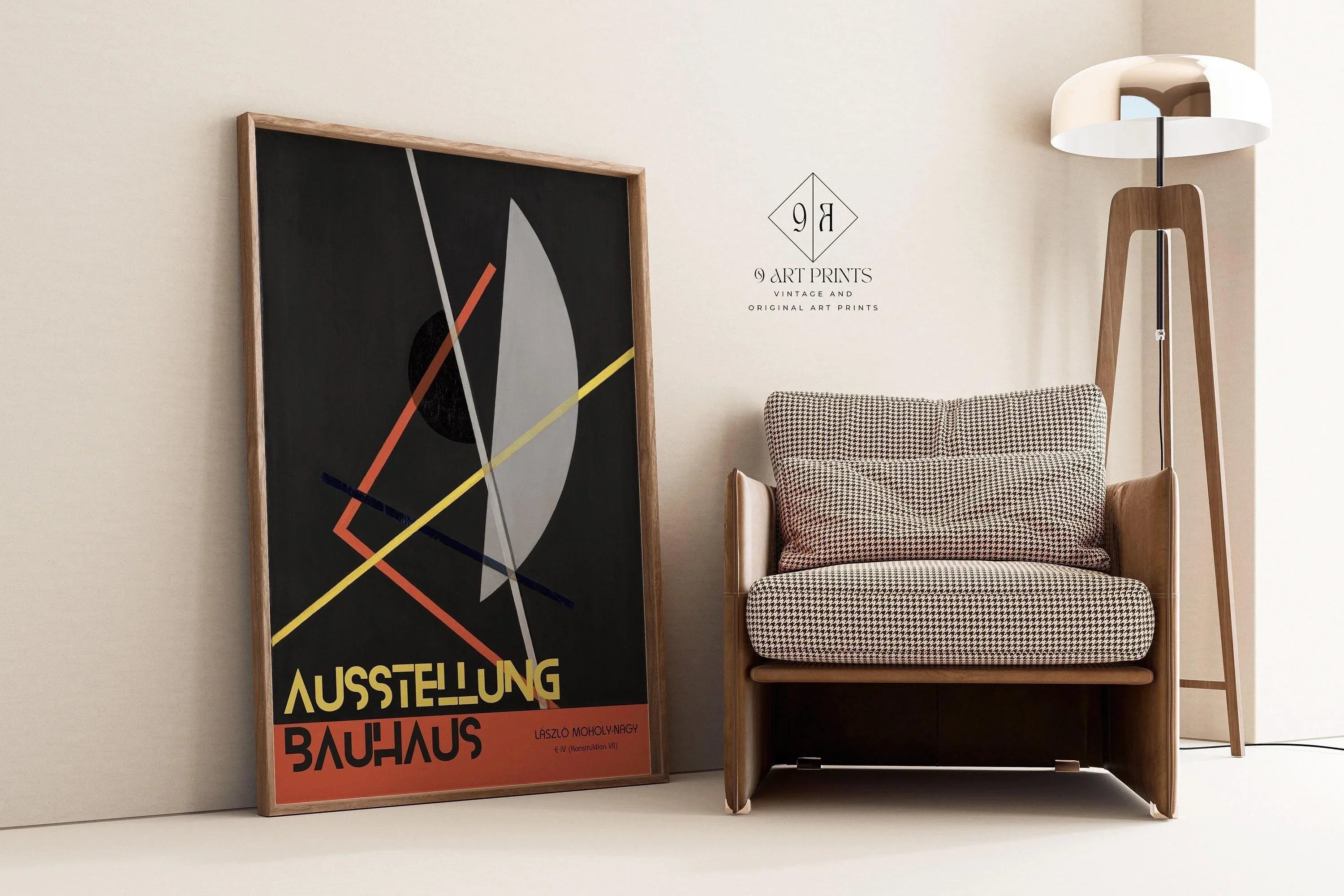 Bauhaus Exhibition Poster: Laszo Moholy - Nagy Geometric Art Print - 9ArtPrints