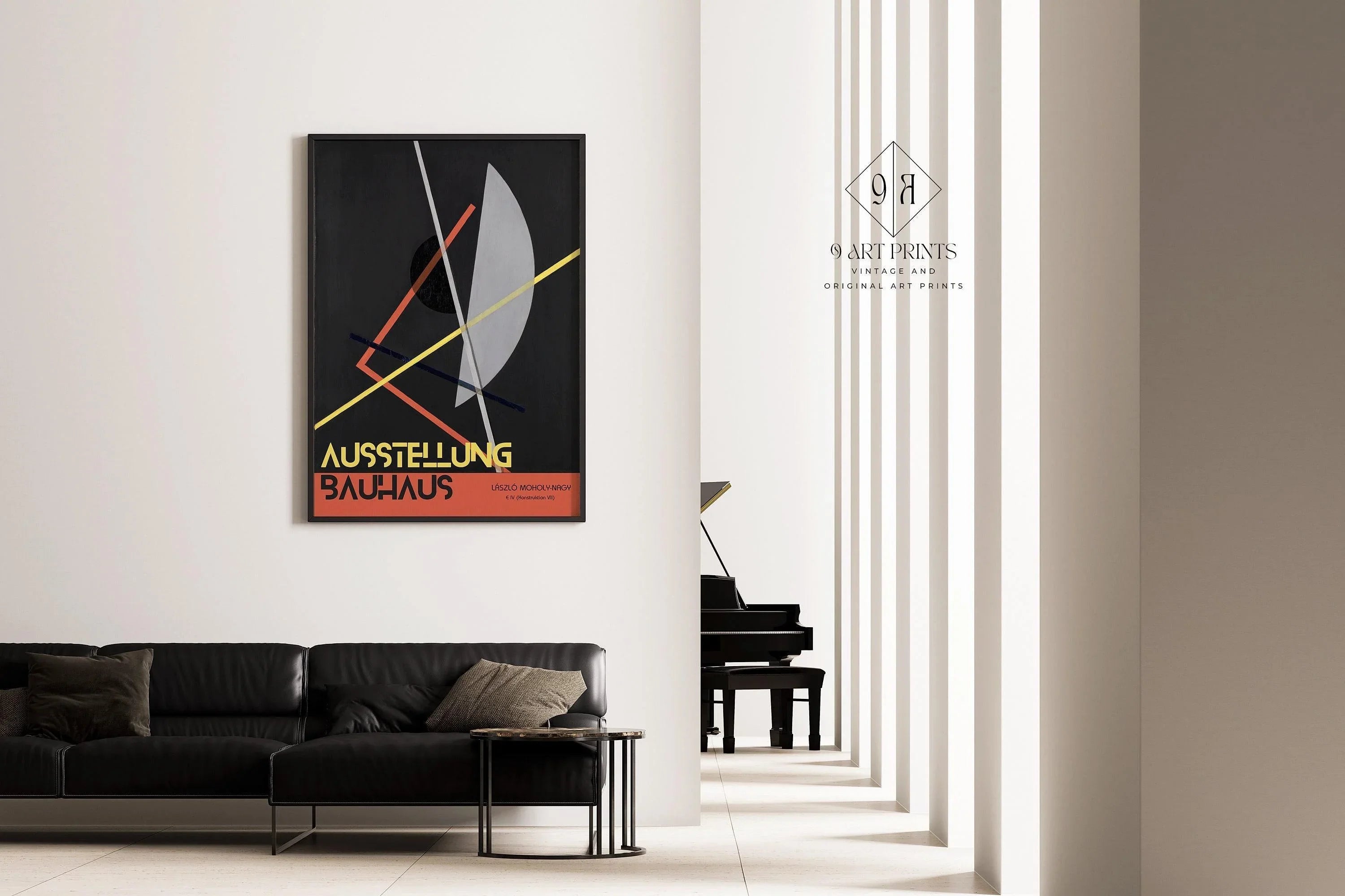 Bauhaus Exhibition Poster: Laszo Moholy - Nagy Geometric Art Print - 9ArtPrints