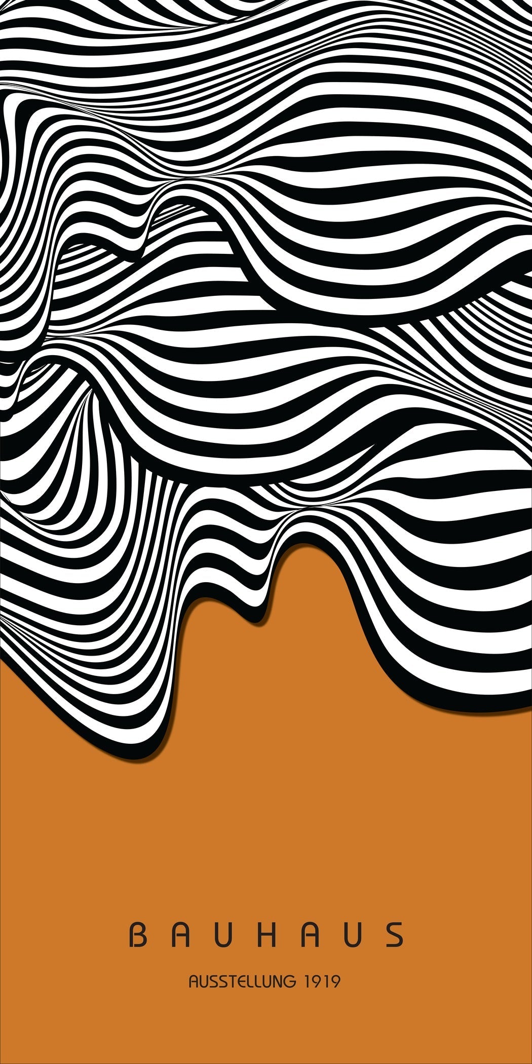 Bauhaus — Ochre Waves | Mid-Century Modern Print in Ochre & Brown (2×1) - 9ArtPrints