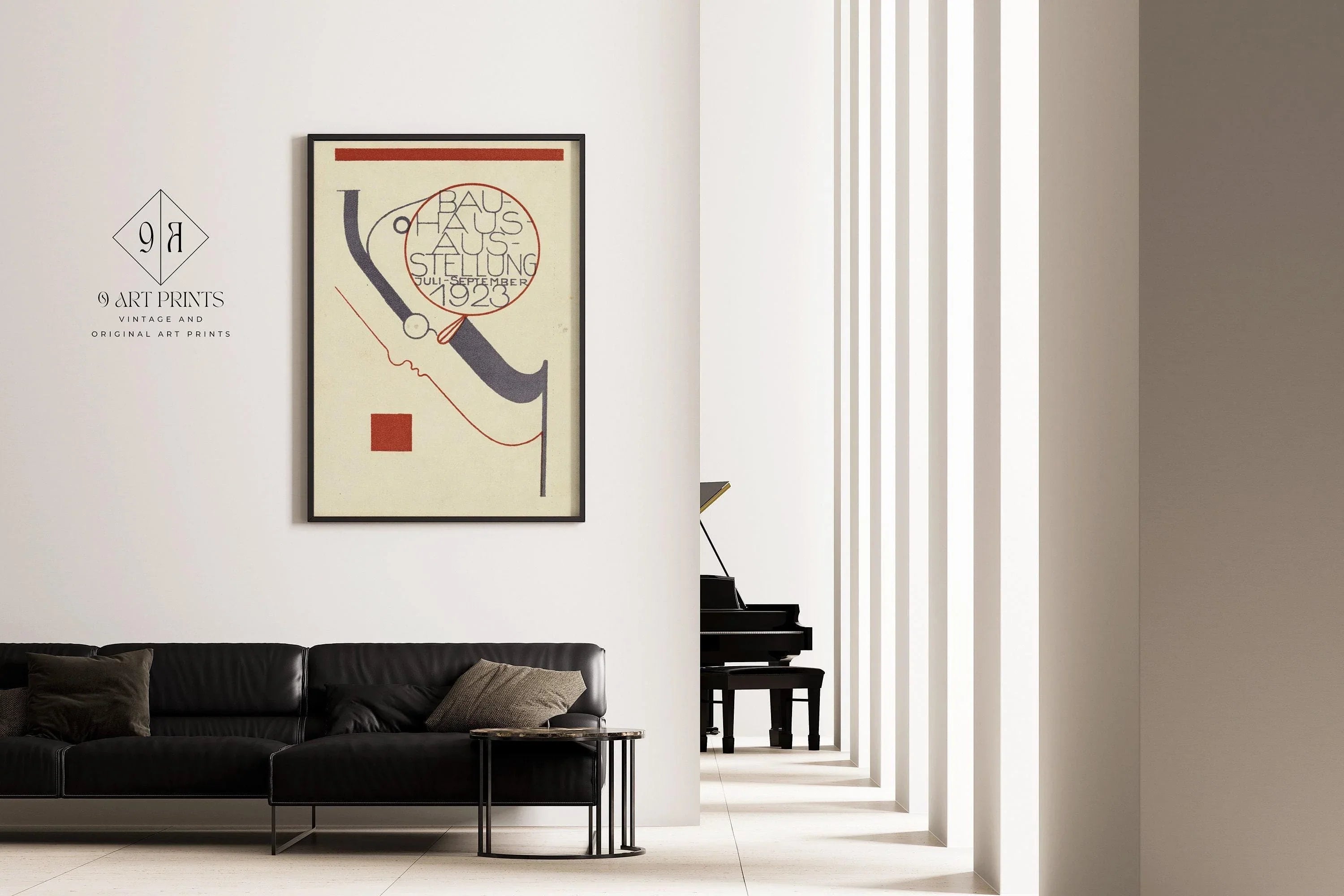 Bauhaus Poster: Beige & Black Mid - Century Modern Art Print - 9ArtPrints
