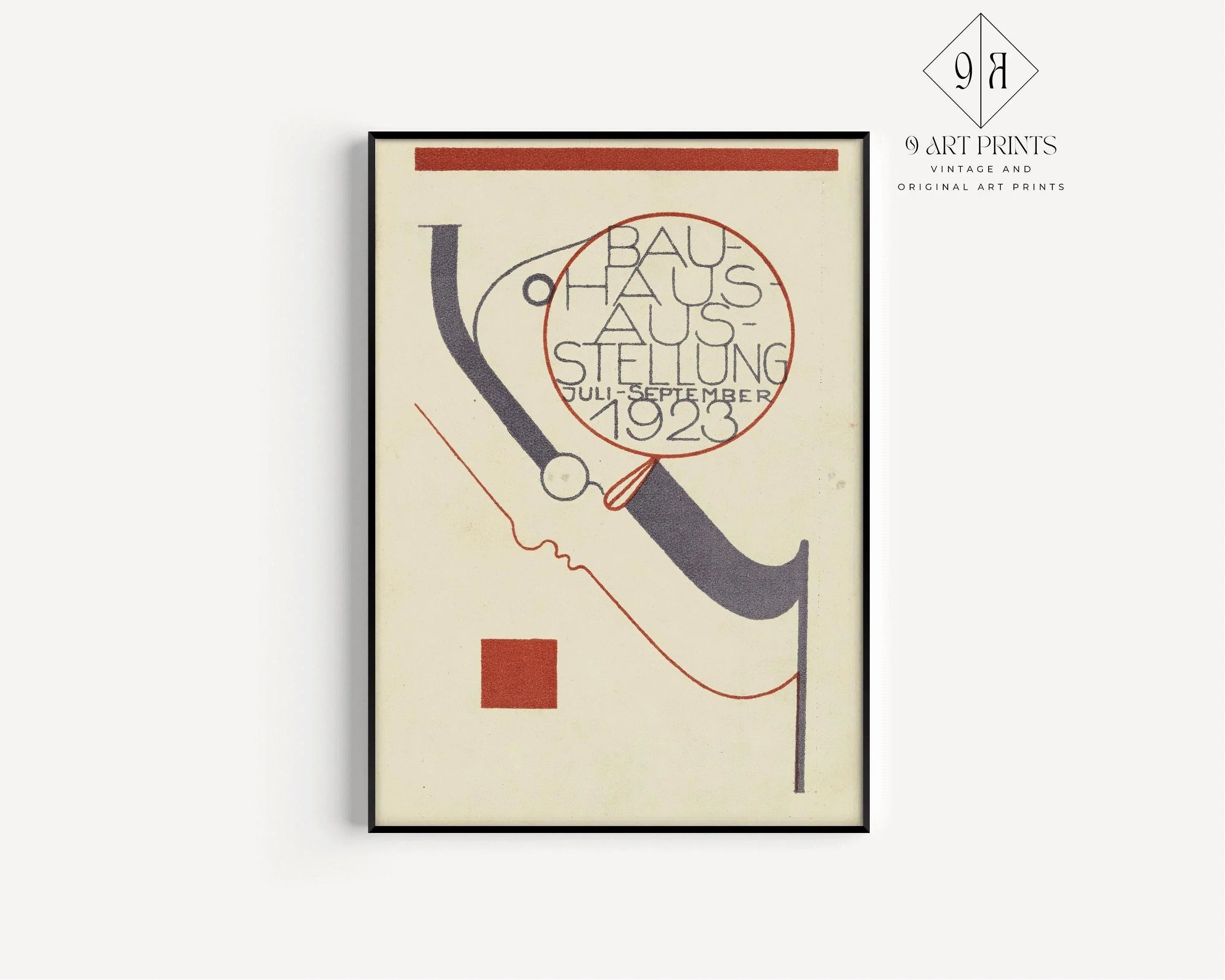 Bauhaus Poster: Beige & Black Mid - Century Modern Art Print - 9ArtPrints