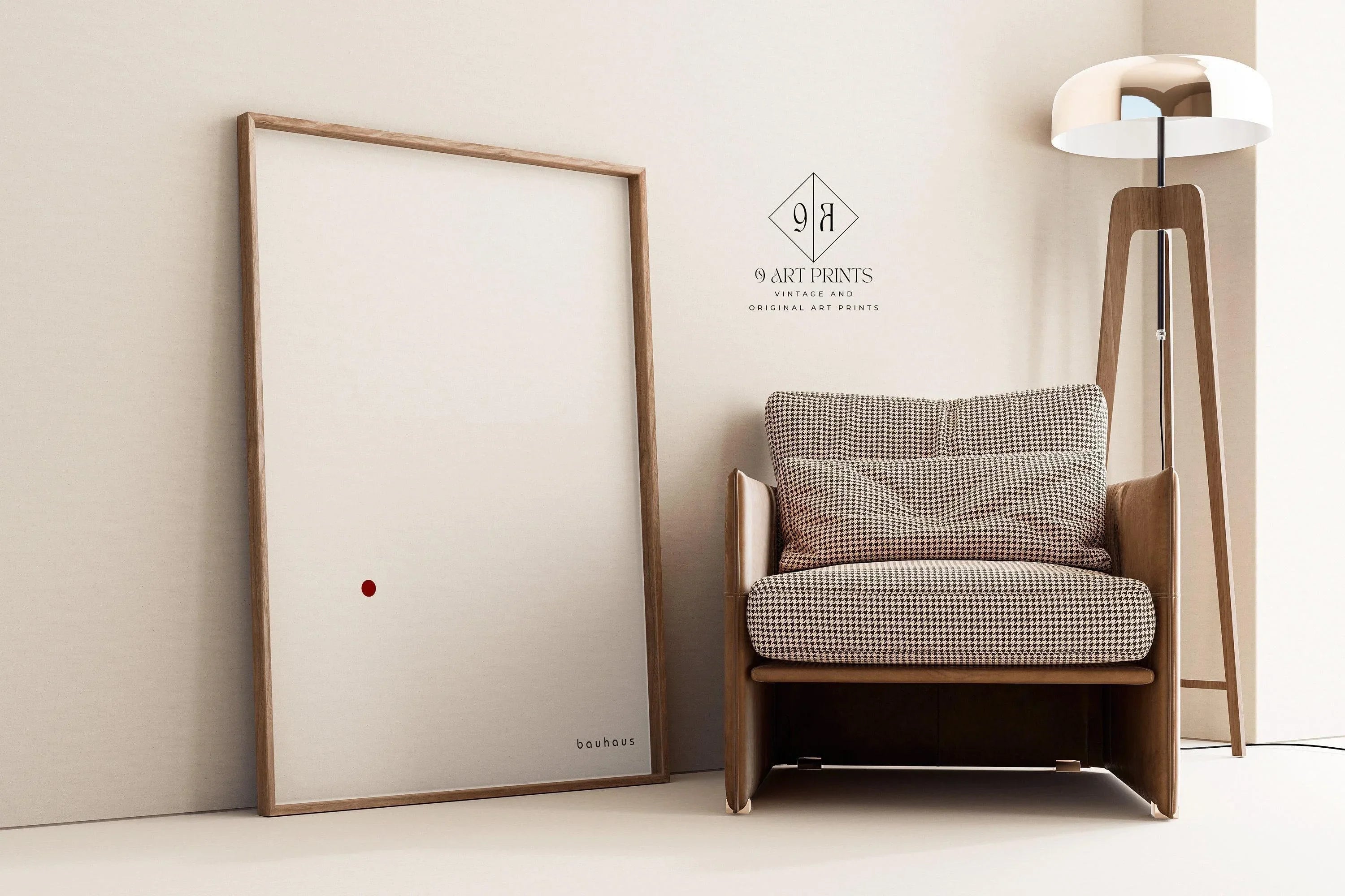 Bauhaus Poster - Der Punkt (The Dot) PRINT | Minimalist Mid - century modern art print in white and red (available framed) - 9ArtPrints