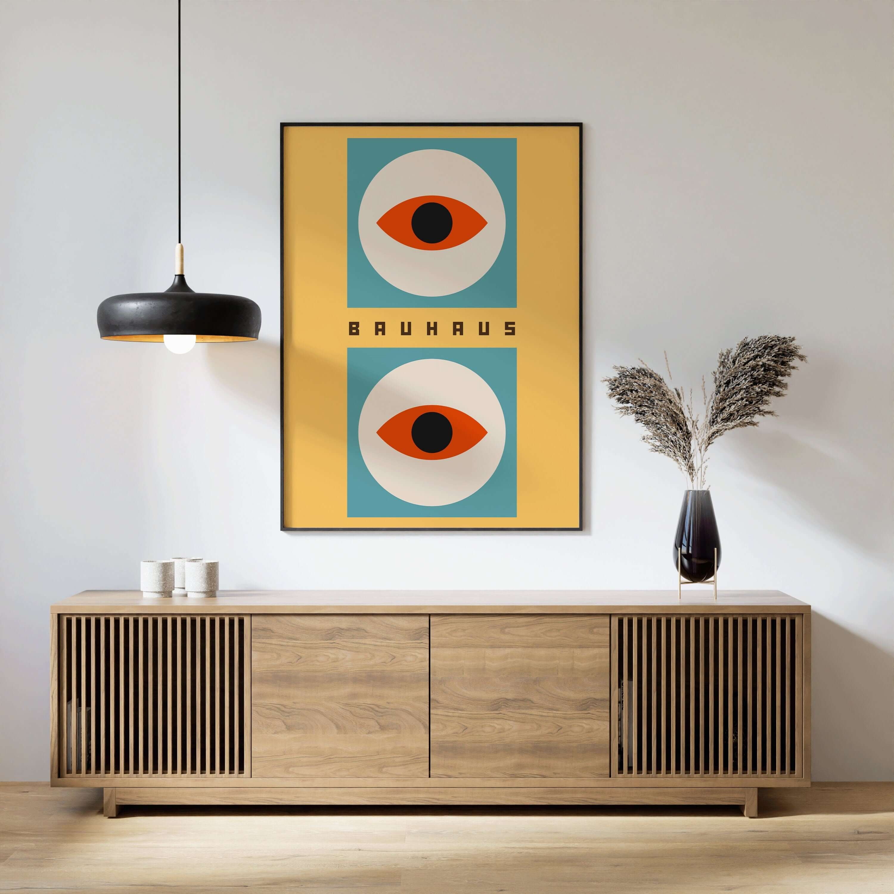 Bauhaus Poster - EYES | Abstract Mid - century modern art print (available framed or unframed) - 9ArtPrints