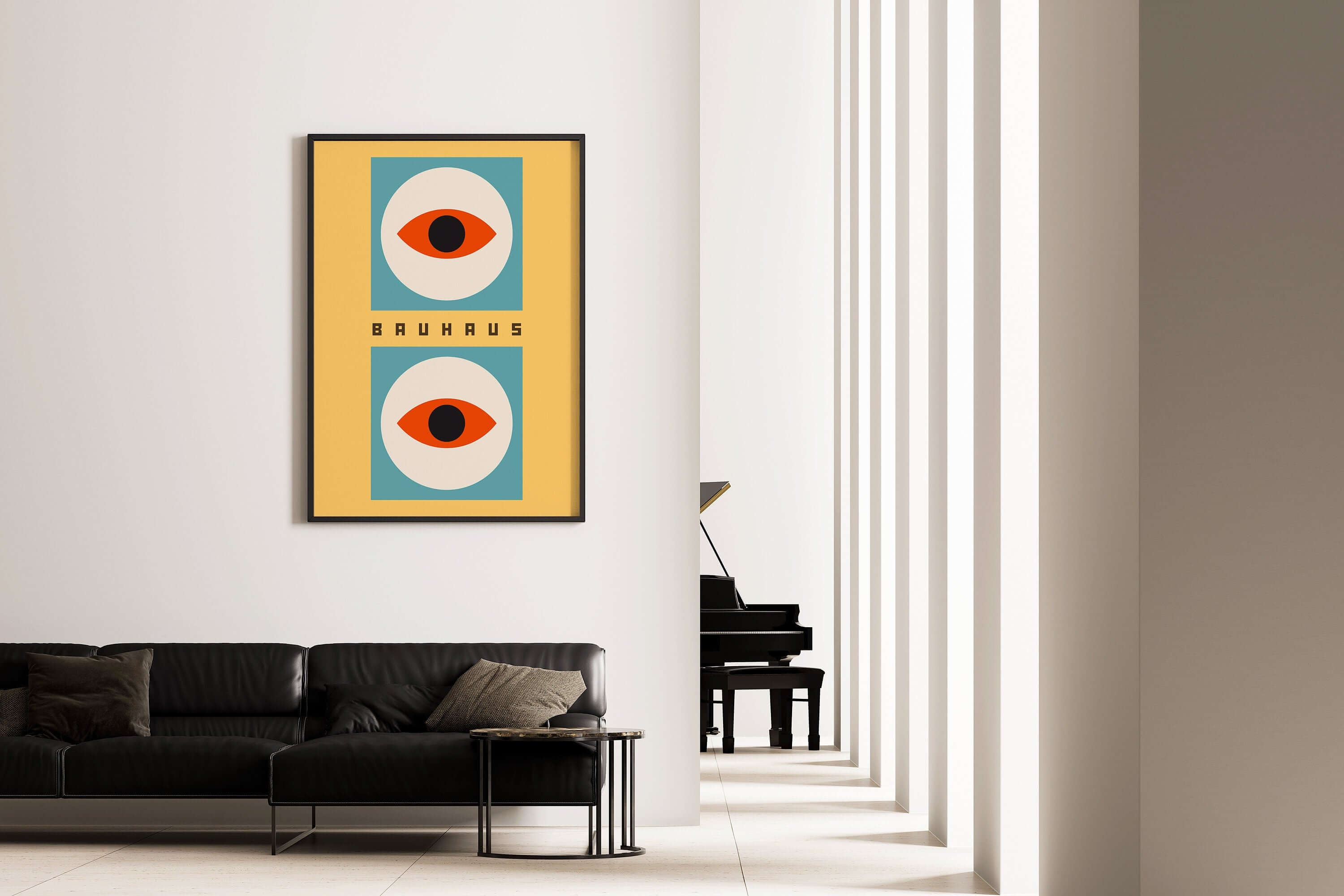 Bauhaus Poster - EYES | Abstract Mid - century modern art print (available framed or unframed) - 9ArtPrints