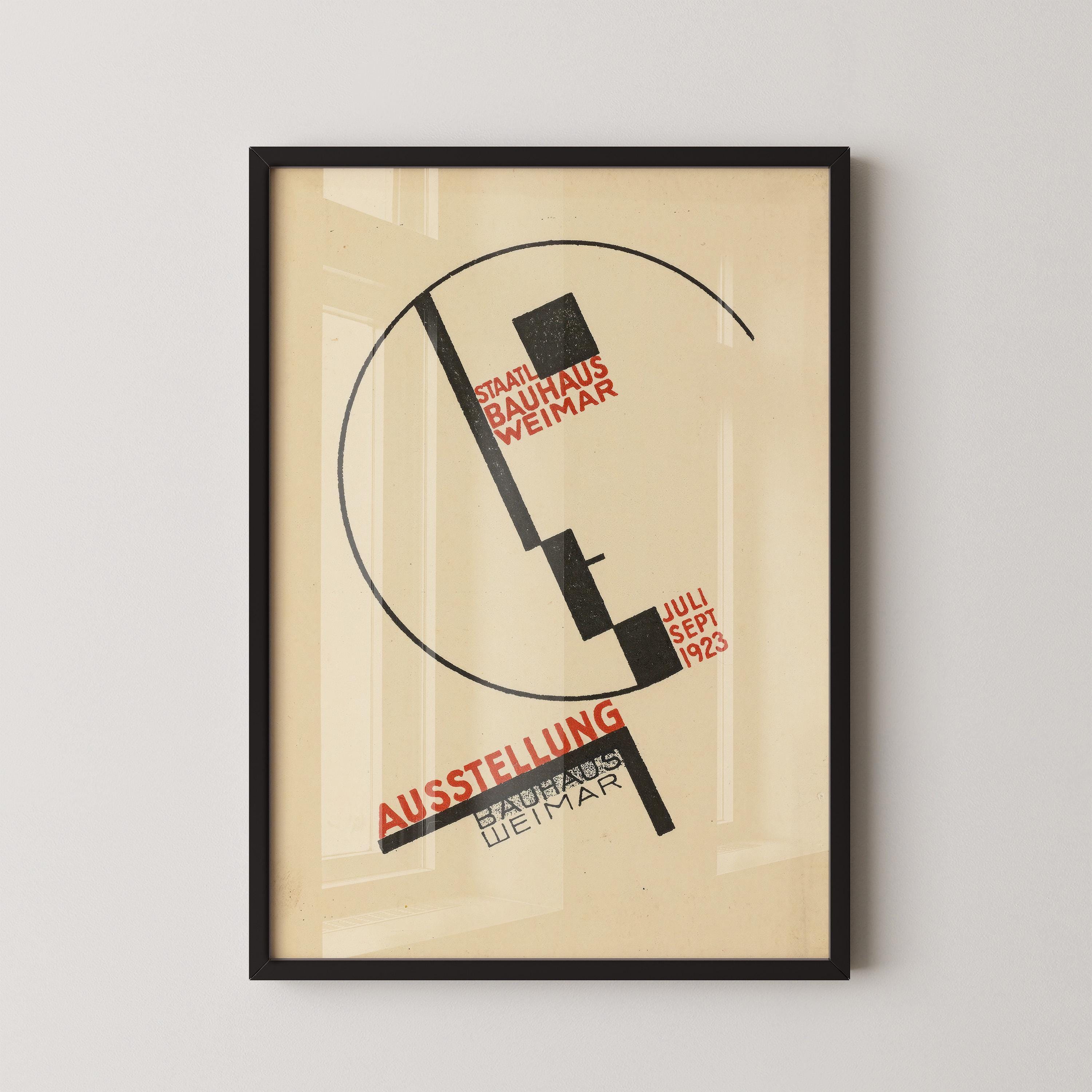Bauhaus Poster - Face PREMIUM GICLÉE PRINT | Vintage Beige Black Mid - century modern art print (available handframed or unframed) - 9ArtPrints
