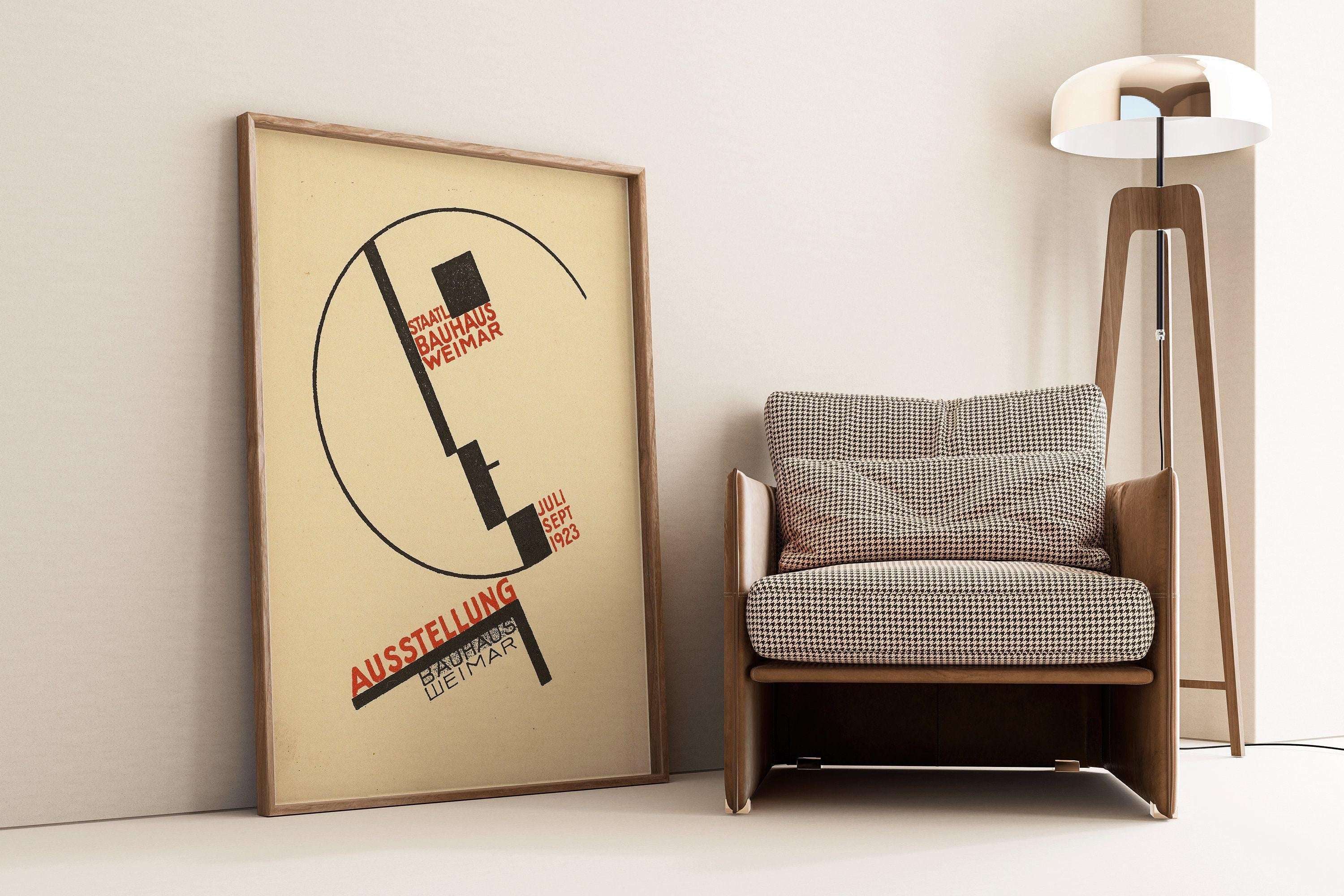 Bauhaus Poster - Face PREMIUM GICLÉE PRINT | Vintage Beige Black Mid - century modern art print (available handframed or unframed) - 9ArtPrints