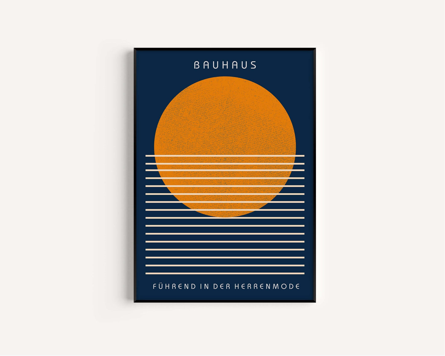 Bauhaus Poster - FUHREND | Mid - century modern art print in Navy Blue and Orange (available framed or unframed) - 9ArtPrints