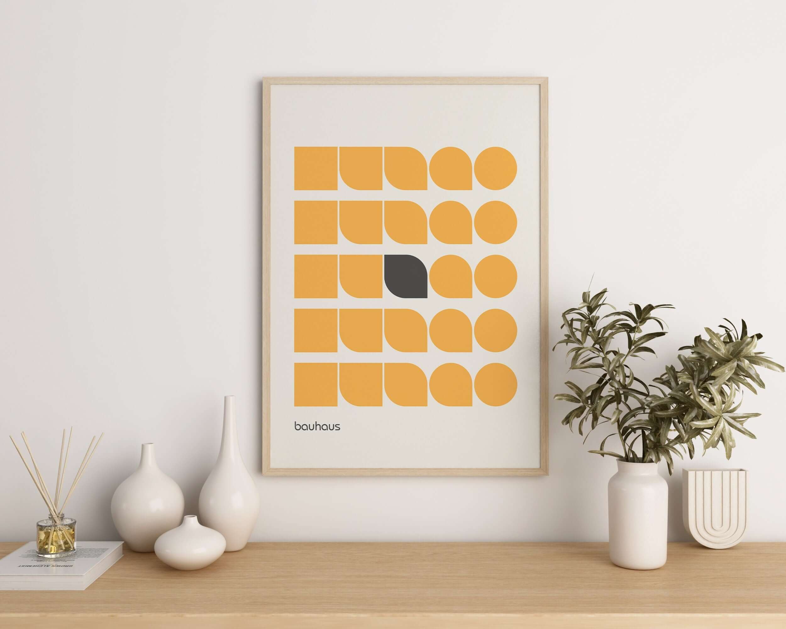 Bauhaus Poster ORANGE AND BLACK | Abstract Mid - century modern art print (available framed or unframed) - 9ArtPrints