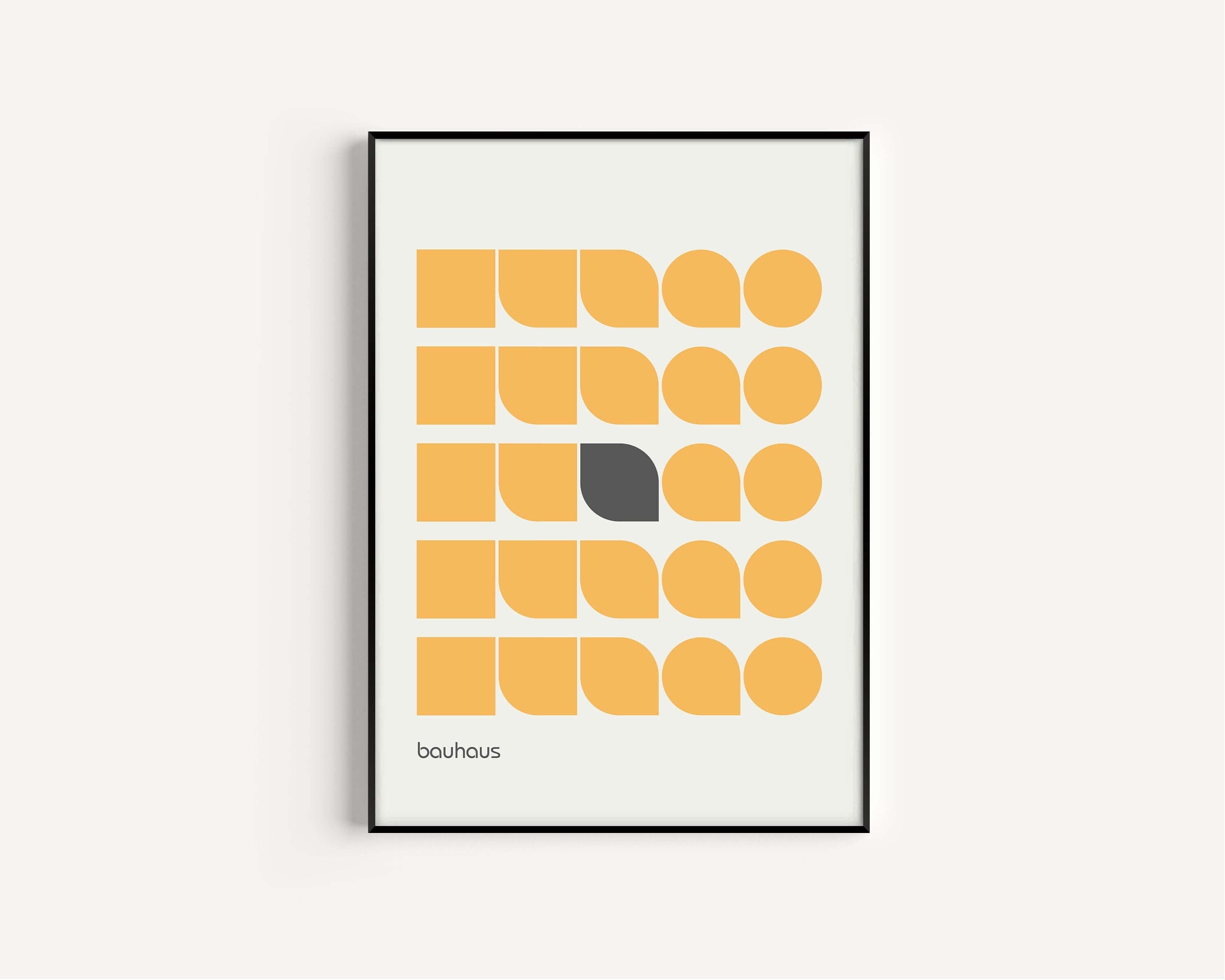 Bauhaus Poster ORANGE AND BLACK | Abstract Mid - century modern art print (available framed or unframed) - 9ArtPrints